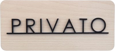 Privé Bord - Huisnummer Bord - Deur en Muur - Hout en Methacrylaat - 19.5 x 8.5 cm - Mat Zwart