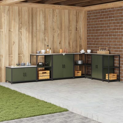 vidaXL - Keukenplankeenheid - HATTEM - Olijfgroen - 60 - x - 50 - x - 92 - cm - Staal