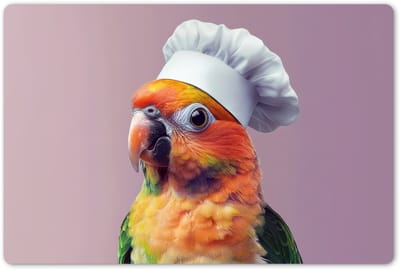 Placemats 45x30 cm - Placemat kunststof - 1 stuk - Papegaai - Koksmuts - Nieuwsgierig - Vogel - Borden onderleggers - Decoratie voor op tafel - Keuken tafeldecoratie accessoires - Vinyl onderlegger - Tafelversiering