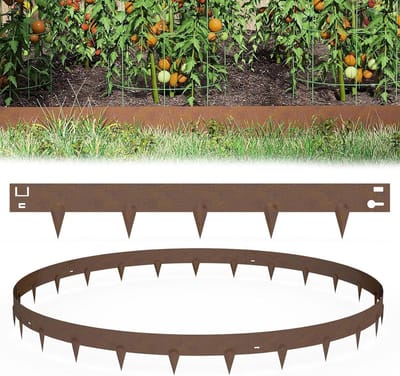 Grasrand Afscheiding - Tuinrand Flexibel - Tuin Ontwerp - Roestvrij Staal - 10 stuks - Bruin