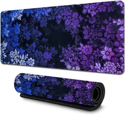 gaming-muismat (800x300mm) Antislip muismat Japanse toetsenbordmat Gaming toetsenbordmuismat met rubberen voet voor bureau, laptop, thuis, kantoor (Paars-blauw mix)