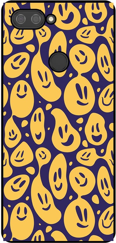 Smartphonica Telefoonhoesje Geschikt voor Xiaomi Mi 8 Lite met smiley opdruk - TPU backcover case emoji design - Paars Geel geschikt voor Xiaomi Mi 8 Lite