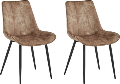 Colenis® - Verta Eetkamerstoel - Set Van 2 - Taupe - Adoré Velvet - Industrieel