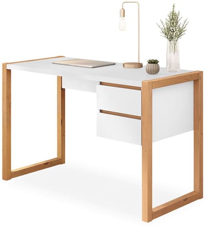 Bureau BELINDA met twee lades – Wit/eiken