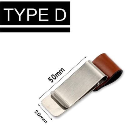 Stonego Support de Stylo Clip en Cuir Laiton Acier Inoxydable Fait Main Organisateur de Papier pour Carnet Journal Fournitures de Bureau Écriture Décoration gray