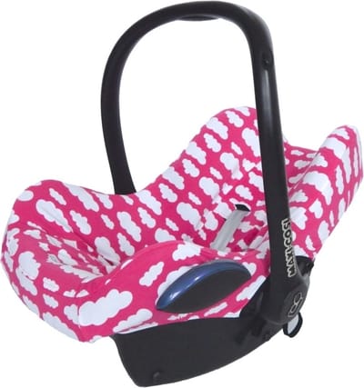 Maxi Cosi hoes – wasbaar katoen – past op CabrioFix, Pebble, Citi – groep 0+ autostoel – geschikt voor 3-puntsgordel – Wallabiezzz Wolk Roze