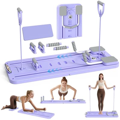 VIVERO - Pilates board - Pilates reformer - Pilates bord - Multifunctioneel pilates voor thuis - Inklapbaar en makkelijk op te bergen - Kleur paars