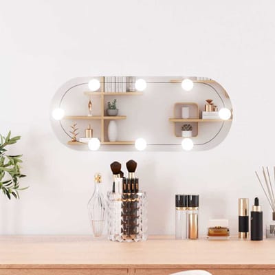 vidaXL - Wandspiegel - met - LED's - ovaal - 20x50 - cm - glas