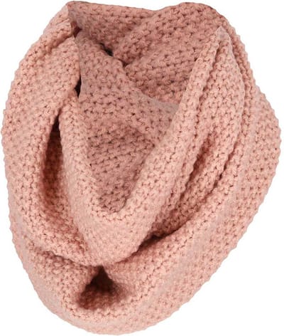 Gebreide Meisjes Colsjaal - Snood met Knoop - Roze met Goud - Vanaf 6 jaar