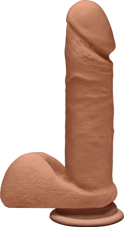 Doc Johnson Perfect D - Realistische ULTRASKYN Dildo met ballen - 18 cm tan