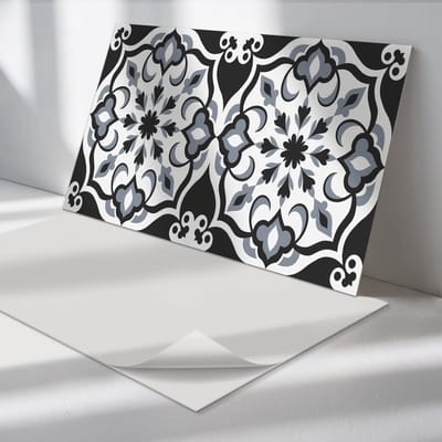Wallfluent Vinyl Wandpaneel - Bloemenpatroon met ornamenten Zelfklevende Wandbekleding - 120 cm x 60 cm - Zwart Vinyl Wandpaneel - 1 stuk - Rechthoekig Wandbekleding Vinyl - Texturen Wandpaneel - Wandpaneel PVC - Wandpaneel Keuken en Badkamer