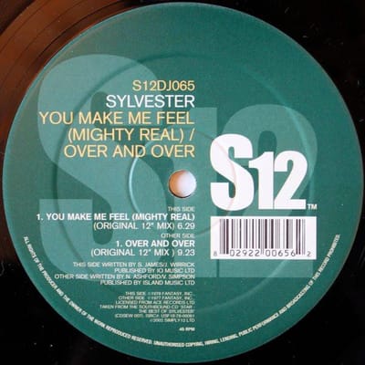 12 inch Plaat SYLVESTER - Mighty Real (Jij geeft me het gevoel) / Ov S12DJ065 Simply Vinyl 2002 VK Dance & Electronica Gebruikt white