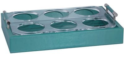 Marine Business Waves kunstleren turquoise Glazenhouder maat L