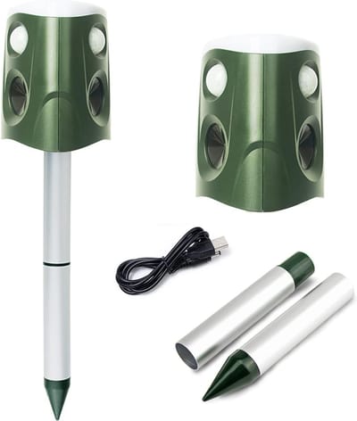 Ultrasone kattenafweer voor tuin met zonne-energie aandrijving - dierenverjager voor honden, wasberen, stinkdieren, eekhoorntjes