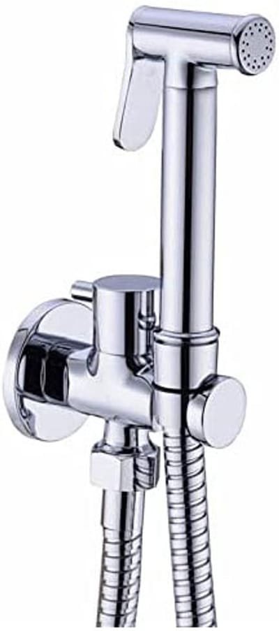 Handdouche voor het toilet - Douchekop - Badkamerdouche - Spoelset - Wandmontage - Messing - Geschikt voor het verzorgen van huisdieren, het besproeien van planten, vrouwelijke hygiëne en het reinigen van de toiletvloer - Zilver