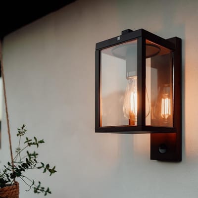 Industriële buiten wandlamp roestbruin met bewegingssensor IP44 vierkant