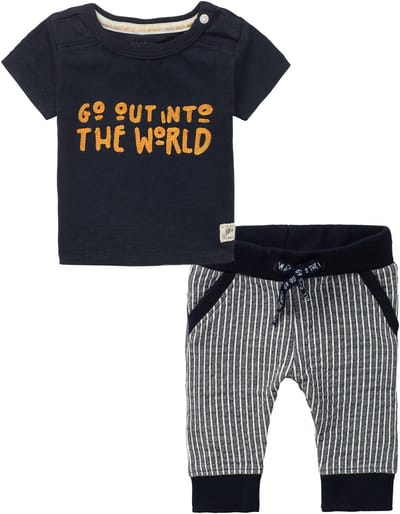 Noppies - Kledingset - 2delig - Broek Dark Sapphire gestreept- Shirt Tilburg - Maat 68