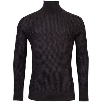 Thomas Maine Trui Merino Col Allover Structure Knit Antraciet / male
