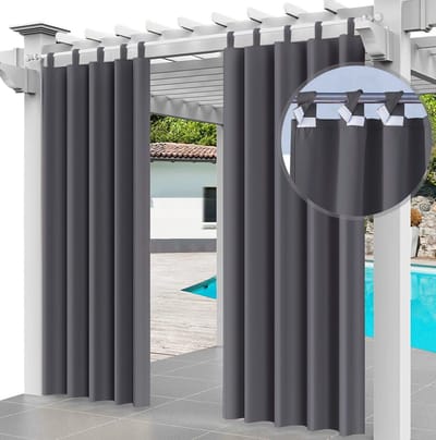 FEROCITY - Buitengordijnen - 220 x 155 cm - 1 Paneel - Terras Pergola Balkon Paviljoen Overkapping - Outdoor Gordijnen - Waterdicht - UV-bestendig - Privacy - Polyester -Grafiet