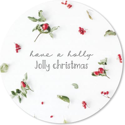 Muismat rond 20x20 cm - Mousepad Kerst - Bessen - Planten - Ronde muismatten - Kerst - Cadeau - Kerstcadeau voor mannen en voor vrouwen