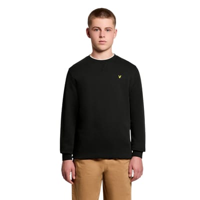 Lyle & Scott Katoenen sweater met geborduurd logo voor jongens (Jet Zwart)