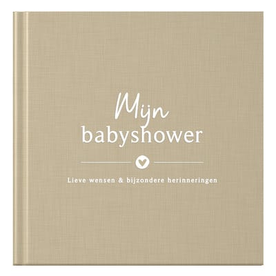 Fyllbooks - Babyshower Invulboek - Gastenboek Babyshower - Linnen Cover - Taupe - Geschikt voor: 20 Gasten