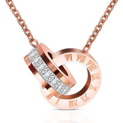 Mode Topmerk Dames Sieraden Kleur Romeinse Cijfers Hanger Ketting 316 L Roestvrij Staal Sieraden beige