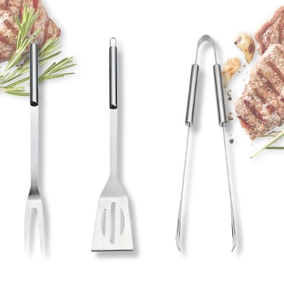 Livano Barbeque Set - Barbecueset - Barbecue - Barbecues - BBQ - Tangenset - Vleeset - Accessoires - Zomer - Driedelig - 3 stuks
