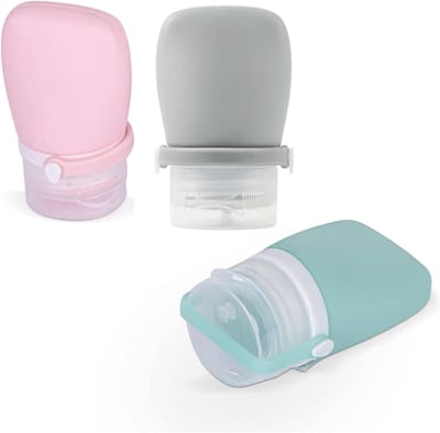 Famanu - Mini siliconen cosmetische containers, lekvrije navulbare toilettenset, knijpbare vloeibare houders in reisformaat voor shampoo conditioner lotion opslag