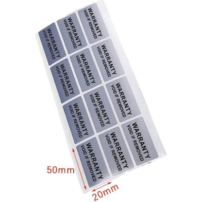 100 Stuks Veiligheidslabel Stickers met Void-effect 40 mm*20 mm Garantie Beschermingssticker gray