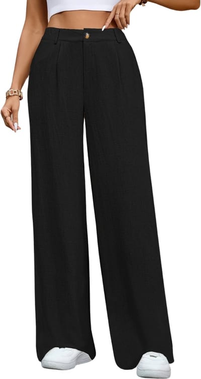 Livano Linnen Broek Dames - Zomerbroek - Volwassenen - Lange Broek - Pantalon - Strandbroek - Zomer - Ibiza Stijl - Zwart - Maat S