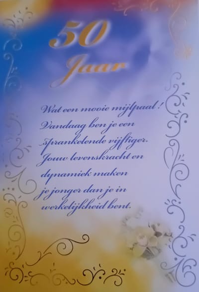 Luxe wenskaart 50 Jaar Gefeliciteerd - Luxe verjaardagskaart - 12x17cm - Gevouwen Wenskaart inclusief envelop - Leeftijdkaart - 88080