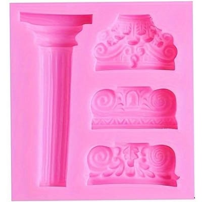 1 stuks Flip Snoep Siliconen Vorm Vintage Reliëf Romeinse Zuilen Chocolade Cake Vorm DIY Drip Bakgereedschap roze