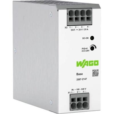 WAGO 2587-2147 DIN-rail netvoeding 24 V/DC 20 A 480 W Aantal uitgangen:1 x Inhoud 1 stuk(s)