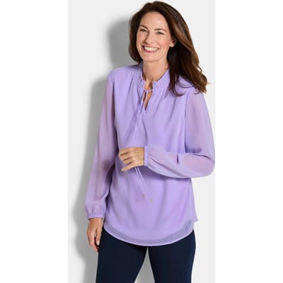 Chiffon blouse met vrouwelijke halslijn - sering - Gr. 44 van Goldner Fashion