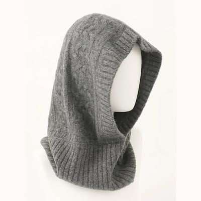 Unisex gebreide muts van 100% wol – warme winter capuchon muts met gezicht- en halsbescherming – zachte muts met sjaal – winddichte muts voor skiën, wandelen en outdoor
