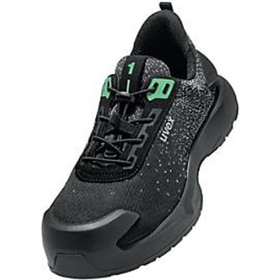 Veiligheidsschoenen Uvex 1 x-craft planet S1PL, unisex lage schoen, EN ISO 20345:2022 + A1:2024, antistatisch, antislip, groen-zwart, wijdte 11, maat 42