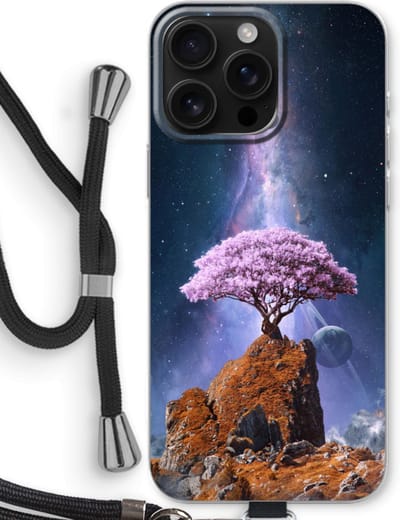 Case Company® - Hoesje met koord geschikt voor iPhone 16 Pro Max hoesje met Koord - Ambition - Telefoonhoesje met Zwart Koord - Bescherming aan alle Kanten en Over de Schermrand