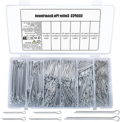 Assortiment van 555 Stuks Geperforeerde Stiften - Veerstiften, Metalen Bevestigingsstiften en Veiligheidspinnen voor Aanhangwagens, Maaiers en Voertuigen