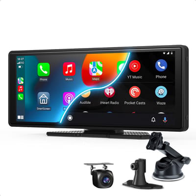 CarMe CarPlay Scherm 10 Inch - Inclusief Achteruitrijcamera 6 Meter - Apple CarPlay & Android Auto (Draadloos) - Touchscreen - Navigatiesysteem auto - Geschikt voor Apple CarPlay & Android Auto - Android Auto scherm