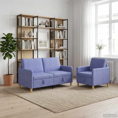 vidaXL - Sofa - Set - Met - Opslag - 2 - st - Jeans - Blauw - Polyester