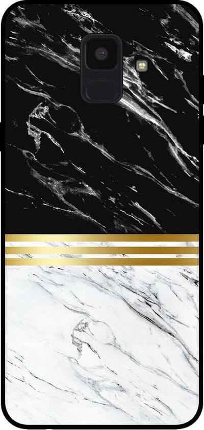 Smartphonica Telefoonhoesje voor Samsung Galaxy A6 2018 marmer look - backcover marmer hoesje - Zwart Wit geschikt voor Samsung Galaxy A6 2018
