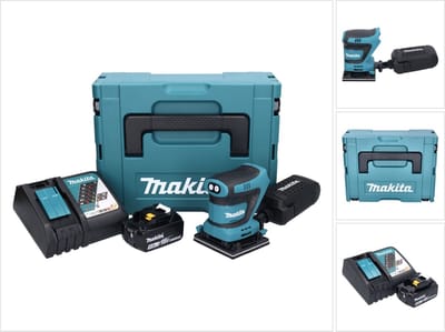Makita DBO 480 RT1J accu-excentrische schuurmachine 18 V 112 x 102 mm + 1x accu 5,0 Ah + oplader + Makpac