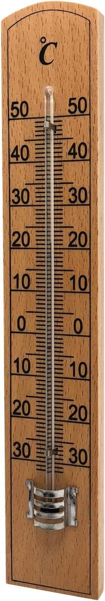Houten Thermometer - Weerstation - Binnen en Buiten - Eenvoudig te bedienen - 24 cm lengte - Multicolor