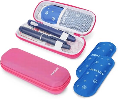 Insuline Koeltas voor Diabetici met IJszak, Geschikt voor Spuiten en Insulinepennen, Reisvriendelijk en TSA-goedgekeurd, Roze