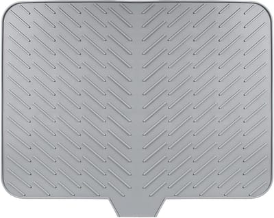 Afdruipmat Keuken - Drainagemat Siliconen - Servies Drogen - Met Afvoer Groeven - 40x30 cm - Grijs