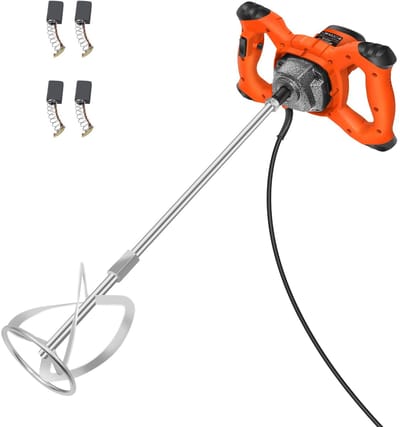 DIMICO - Elektrische Betonmixer - Industriele Mixer Bouw Gereedschap 2600W - Verfmixer - 6 Snelheden - Oranje - Cement, Mortel