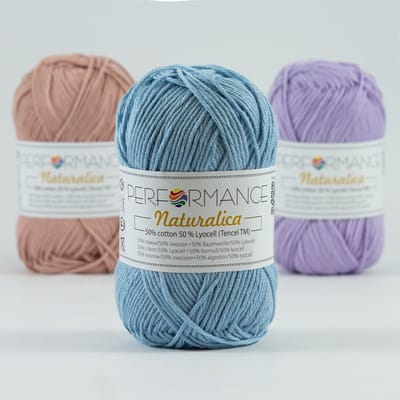 Duurzaam haakgaren Naturalica blauw (2136) - katoen en lycocell - 5 bollen