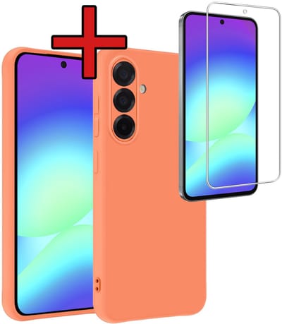 Hoesje - Met Screenprotector - Geschikt voor Samsung Galaxy A56 - Sterk & Shockproof - Telefoon Hoes - Back Cover - Siliconen Case - Telefoonhoes - Perzik