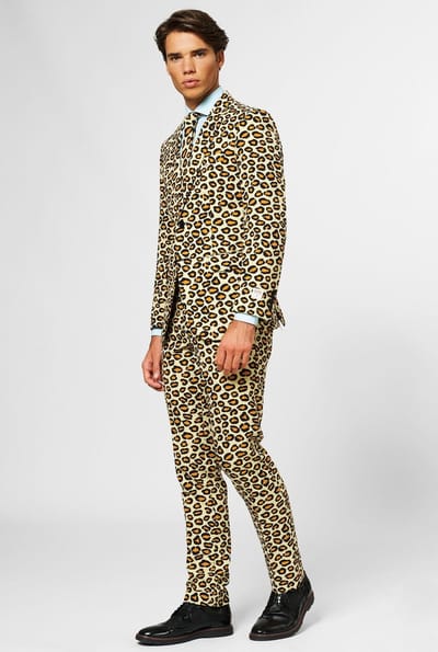OppoSuits The Jag - Mannen Kostuum - Panterprint Pak - Foute Party - Carnavalskleding - Beige - Maat 48